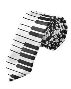 Hvidt slips med sorte klavertangenter